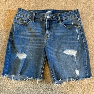 Old Navy Distressed Midi Length Denim Shorts